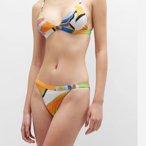 Mara Hoffman Women's White Print Lenni Bikini Bottom Swimwear Large NWT $185 - Picture 4 of 6